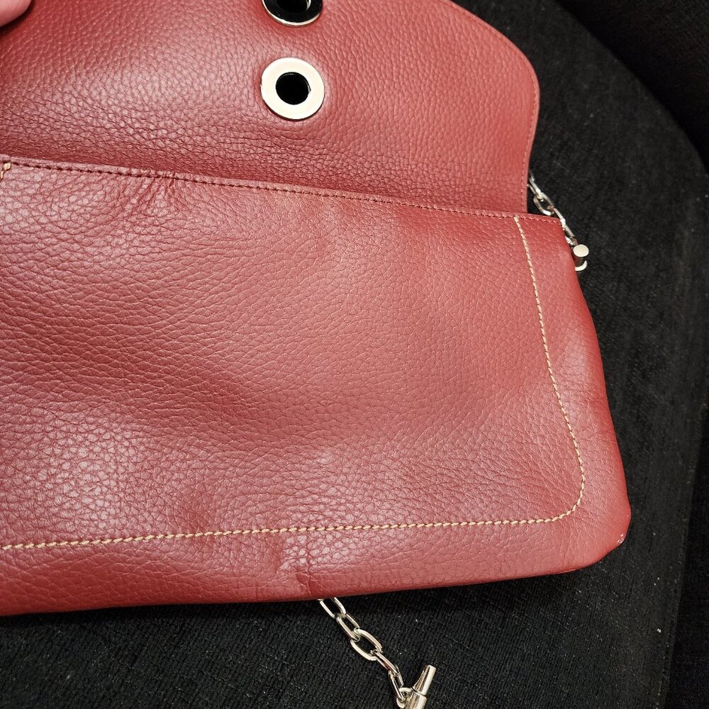 Lamarthe Paris Rust Red Pebbled Leather Shoulder Bag - Picture 3 of 9
